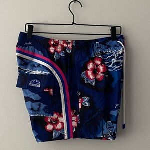 Mens SUNDEK Blue Printed Swim Shorts